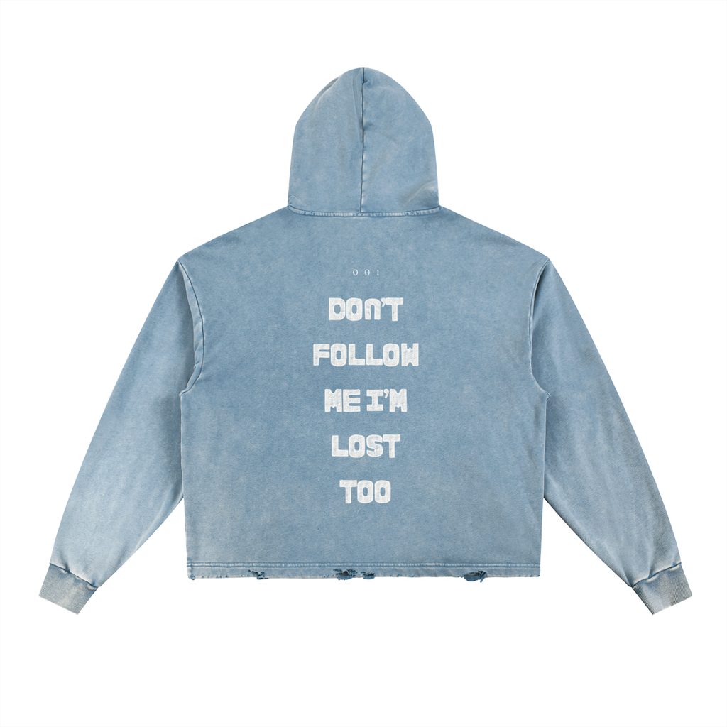 KASHIMBO Vintage Washed Frayed-Hem Hoodie