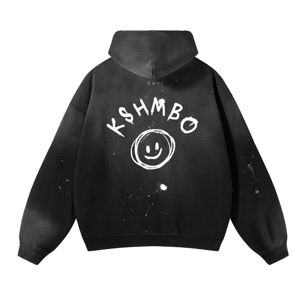 KSHMBO Washed Frayed Fleece Hoodie