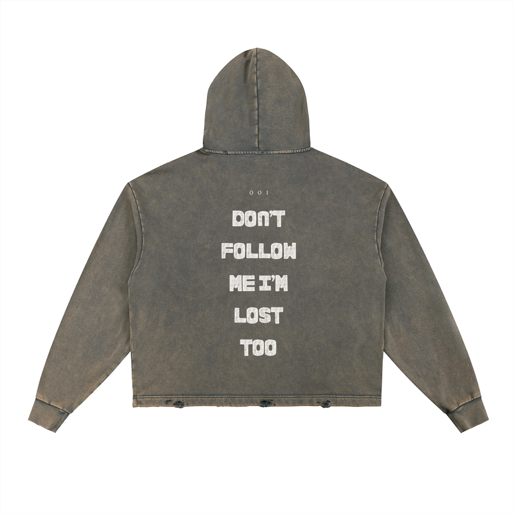 KASHIMBO Vintage Washed Frayed-Hem Hoodie